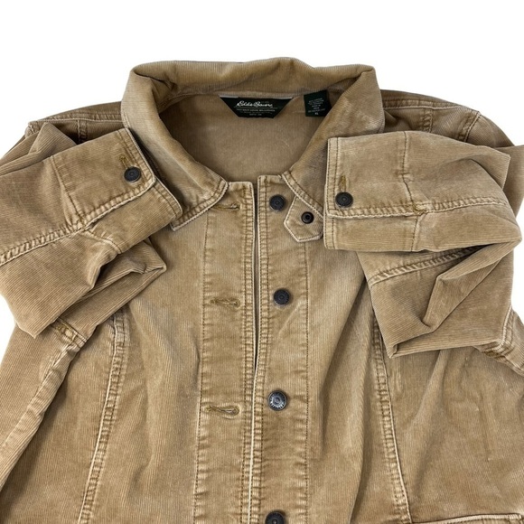 Y2K Eddie Bauer Tan Corduroy Barn Coat Chore Jacket Size XL Button Faded Retro - Picture 11 of 16